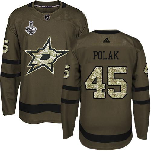 Adidas Men Dallas Stars #45 Roman Polak Green Salute to Service 2020 Stanley Cup Final Stitched NHL Jersey->dallas stars->NHL Jersey